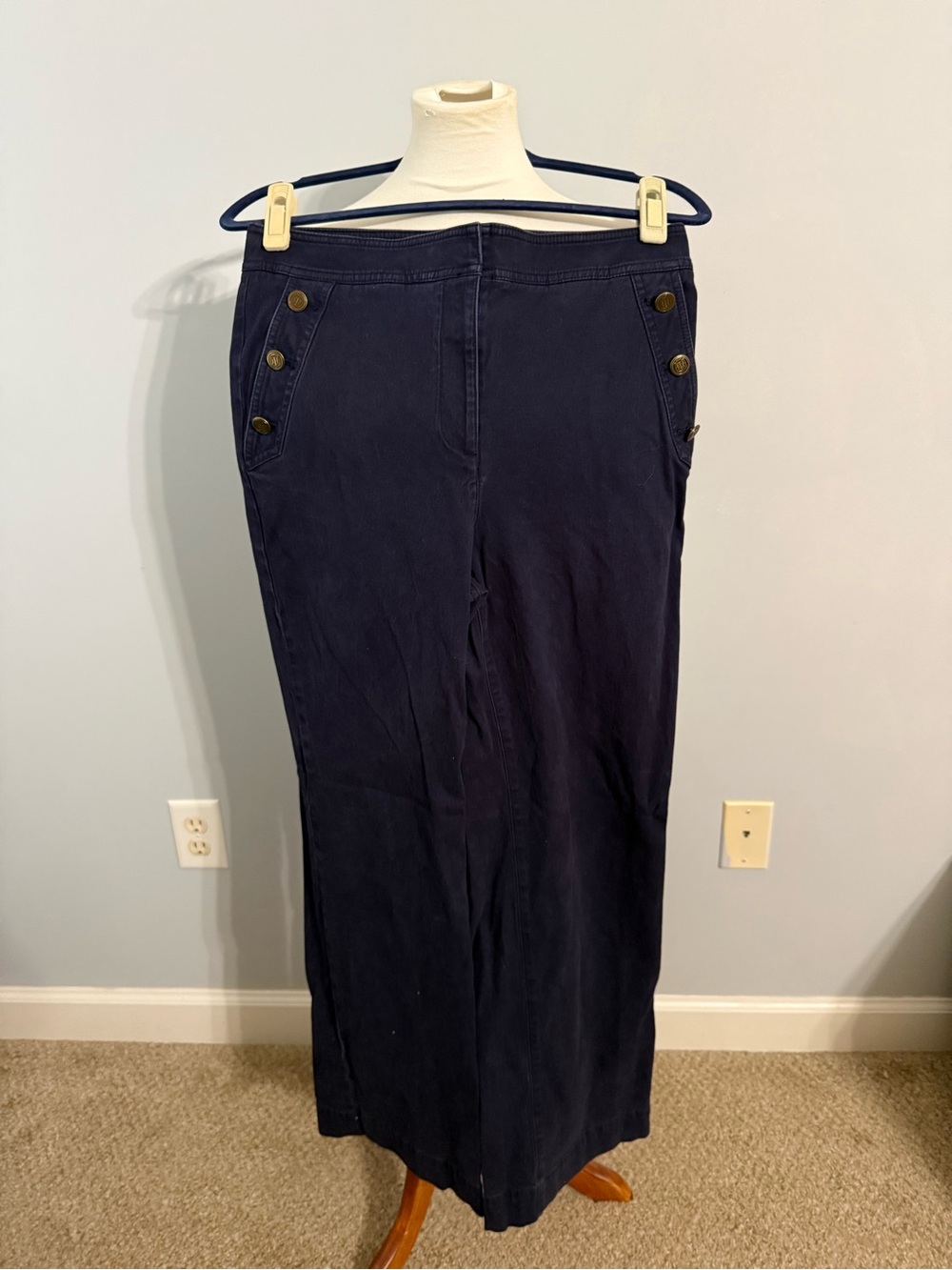 Talbots Navy Wide Leg Pants with Sailor Detail